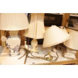 Shelf of mixed table lamps. Not available for in-house P&P.