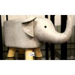 Fabric elephant footstool with wooden legs, L: 50 cm, H: 70 cm. P&P Group 3 (£25+VAT for the first