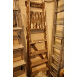Vintage wooden seven-step-ladder. Not available for in-house P&P