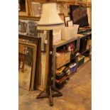 Oak standard lamp with shade. Not available for in-house P&P. Condition Report: All electrical items