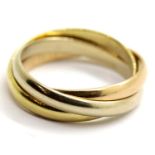 Cartier 18ct gold three colour gold ring, size Y, 11.5g. P&P Group 1 (£14+VAT for the first lot