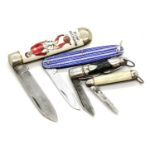 Four penknives, two with mother of pearl type handles. P&P Group 1 (£14+VAT for the first lot and £