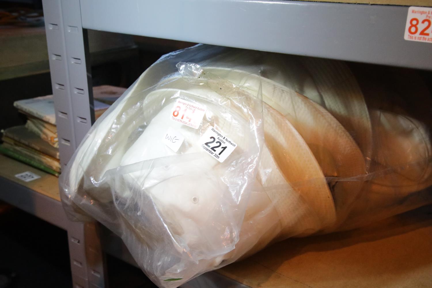 Bag of 9 white trilby type nylon hats. Not available for in-house P&P.