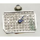Ronda quartz diamond and silver set wristwatch movement, L: 1.9 cm. P&P Group 1 (£14+VAT for the