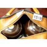 Two bowling balls in bag by A F Ayers Liverpool. P&P Group 3 (£25+VAT for the first lot and £5+VAT