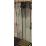 Modern Ikea single door cabinet with three glass shelves, H: 164 cm. Not available for in-house P&P.