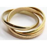 Cartier 18ct gold three colour gold ring, size Y, 11.5g. P&P Group 1 (£14+VAT for the first lot