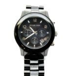 Michael Kors gents black steel chronograph wristwatch, quartz movement with date aperture and