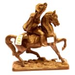 Hollow chest metal cavalier on horseback, H: 25 cm. P&P Group 2 (£18+VAT for the first lot and £3+