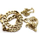 Three 9ct gold chains with damage, longest chain L:22 cm 11.1g. P&P Group 1 (£14+VAT for the first