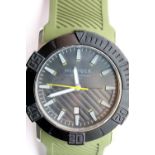 Hilfiger gents chronograph wristwatch, quartz movement with date aperture and green rubber sports