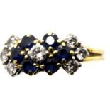 18ct gold, diamond and sapphire ring, size L, 4.0g. P&P Group 1 (£14+VAT for the first lot and £1+