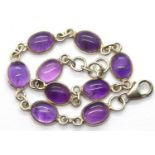 Sterling silver and amethyst bracelet, L: 19 cm. 7g P&P Group 1 (£14+VAT for the first lot and £1+