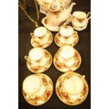 Royal Albert Old Country Roses tea set with teapot, first quality. P&P Group 3 (£25+VAT for the