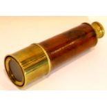 Three draw brass and walnut telescope. P&P Group 1 (£14+VAT for the first lot and £1+VAT for