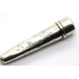 Silver cheroot holder, Birmingham assay, L: 2.5 cm. P&P Group 1 (£14+VAT for the first lot and £1+
