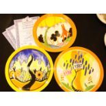 Set of three Clarice Cliff by Wedgwood cabinet plates, each with CoA, D: 20 cm. P&P Group 3 (£25+VAT