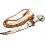 White metal Indian carved dagger, blade L: 23 cm. P&P Group 2 (£18+VAT for the first lot and £3+