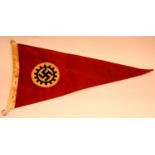 German/WWII type Third Reich German TENO pennant, stamped Berlin and dated 1937, L: 52 cm. P&P Group