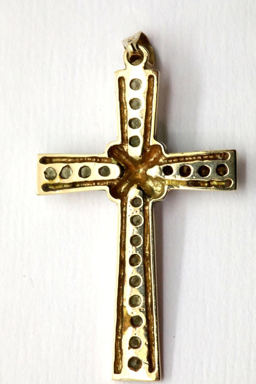 9ct gold diamond set cross, L: 4 cm, 3.4g. P&P Group 1 (£14+VAT for the first lot and £1+VAT for - Image 2 of 2