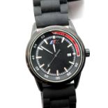 BMW M Sport gents sports wristwatch, quartz movement with date aperture and rubber strap, working at