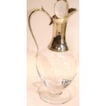 Hallmarked silver top claret jug with London import mark. P&P Group 3 (£25+VAT for the first lot and