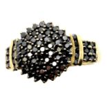 9ct gold black diamond ring, size L, 3.9g. P&P Group 1 (£14+VAT for the first lot and £1+VAT for