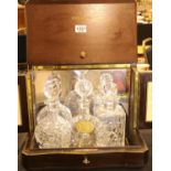 Remy Martin cognac tantalus box with Remy Martin Baccarat crystal glass decanter and two further