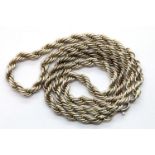 Sterling silver rope chain, L: 50 cm, 35g. P&P Group 1 (£14+VAT for the first lot and £1+VAT for