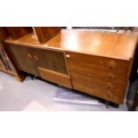 1960s Portwood furniture asymmetric sideboard, L: 168 cm. Not available for in-house P&P.