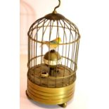 Antique type caged bird brass clock. P&P Group 2 (£18+VAT for the first lot and £3+VAT for