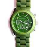 Michael Kors gents green rubber and steel chronograph wristwatch, quartz movement with date aperture