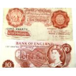 Two ten shilling notes, O'Brien and Fforde. P&P Group 1 (£14+VAT for the first lot and £1+VAT for