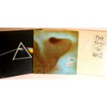 Pink Floyd Meddle (sleeve is not textured), Relics, The Wall and Dark Side of the Moon in good
