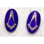 9ct gold and blue enamel Masonic cufflinks, 8.8g. P&P Group 1 (£14+VAT for the first lot and £1+