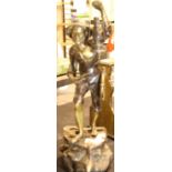 Heavy bronze soldier on the prow of a ship, unsigned, H: 52 cm. Not available for in-house P&P.