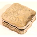 Dutch hallmarked silver square box with hinged cover, 26g. P&P Group 1 (£14+VAT for the first lot