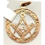 9ct rose gold Masonic fob, Chester assay, 2.8g. P&P Group 1 (£14+VAT for the first lot and £1+VAT