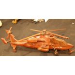 Scratch built wooden helicopter, L: 48 cm. P&P Group 2 (£18+VAT for the first lot and £3+VAT for