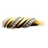 9ct gold diamond set ring, size L/M, 1.8g. P&P Group 1 (£14+VAT for the first lot and £1+VAT for