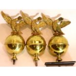 Three brass longcase clock finials. P&P Group 2 (£18+VAT for the first lot and £3+VAT for subsequent