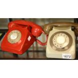 Two 1970s dial telephones. P&P Group 3 (£25+VAT for the first lot and £5+VAT for subsequent lots)