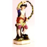 Early Derby figurine, H: 18 cm. P&P Group 2 (£18+VAT for the first lot and £3+VAT for subsequent