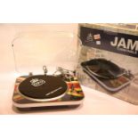 GPO Jam Record Player 3-Speed Stand Alone Vinyl Turntable with Built-In Speakers; Union Jack