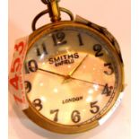 Small brass desk clock by Smiths Enfield with visible movement. P&P Group 1 (£14+VAT for the first