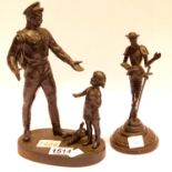 Two Russian cast iron figurines, returning soldier and Don Quixote. P&P Group 2 (£18+VAT for the