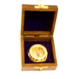 Boxed brass compass marked Henry Hughes. P&P Group 1 (£14+VAT for the first lot and £1+VAT for