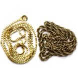 Two 9ct gold chains, 5.4g. P&P Group 1 (£14+VAT for the first lot and £1+VAT for subsequent lots)