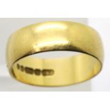 18ct gold wide wedding band, size L, 3.7g. P&P Group 1 (£14+VAT for the first lot and £1+VAT for