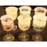 Six Isle of Wight wine glasses, H: 15.5 cm approximately. Not available for in-house P&P Condition